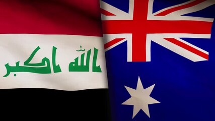 Iraq flag and Australia - Powered by Adobe