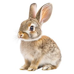 Obraz premium rabbit sitting with paws tucked and ears upright isolated on a white transparent background