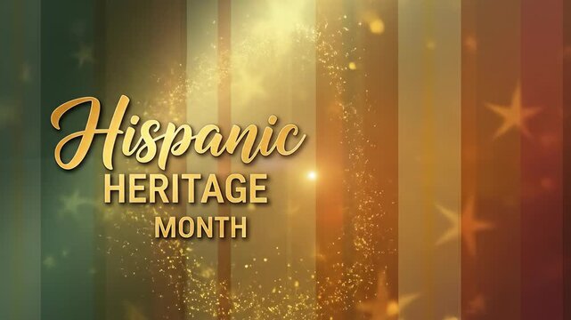 Celebrating hispanic heritage month with a vibrant and festive background design featuring golden typography and sparkling lights hispanic heritage month