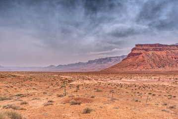 Smoke from the Dragon Bravo Wildfire at the Grand Canyon over Echo Cliffs near Marble Canyon, Arizona, USA