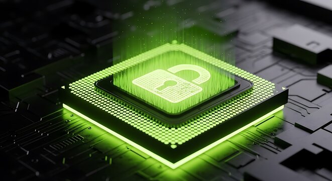 Illuminated unlocked padlock symbolizing data security and cyber protection