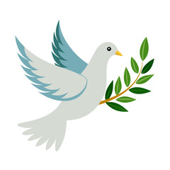 Fototapeta premium Peaceful dove with olive branch symbolizes hope and serenity, a timeless emblem of tranquility and new beginnings for diverse messaging and projects.