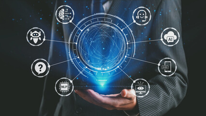 AI Virtual Assistant Artificial Intelligence Chatbot Controlled by Prompt Engineering for Explainable Generative AI information and LLM Deep Learning Technology for Smart Business Work Support. Spire