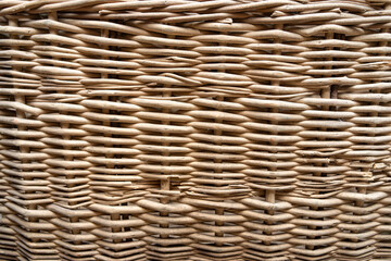 A photo of the texture of a wicker basket.A pattern of weaving antique furniture.Rattan.