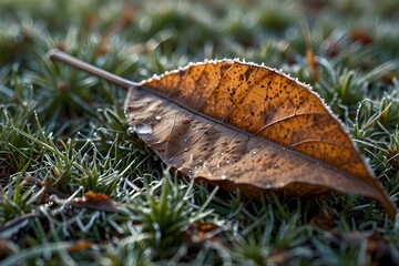 autumn leaf on grass