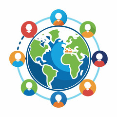 Global connection of diverse people linked around the world illustrating teamwork collaboration and international community building for modern business and communication concepts
