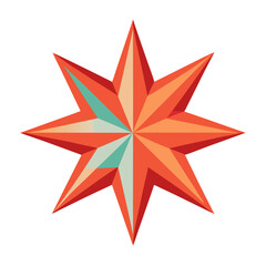 Fototapeta premium Coral eight point star graphic design with glossy effect