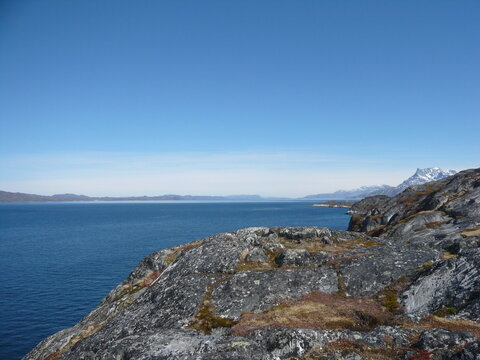 Rocky coastline along the Labrador Sea, Nuuk, Greenland