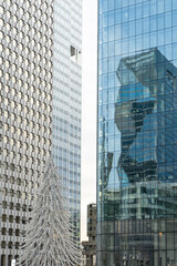 Tall buildings skyscrapers photographed in the evening Skyscrapers are located in the city of Paris in France