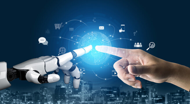 AI-assisted visualization of global communication network, showing data exchange, global connection, digital interaction, and communication network. Vouch