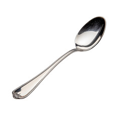 Stainless steel teaspoon isolated on a white transparent background