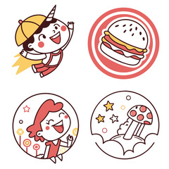 set of funny cartoon people
