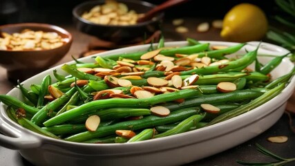 Healthy green bean almond dish prepared with fresh ingredients for a delightful side