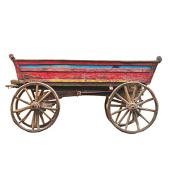 Traditional bullock cart isolated on a white transparent background