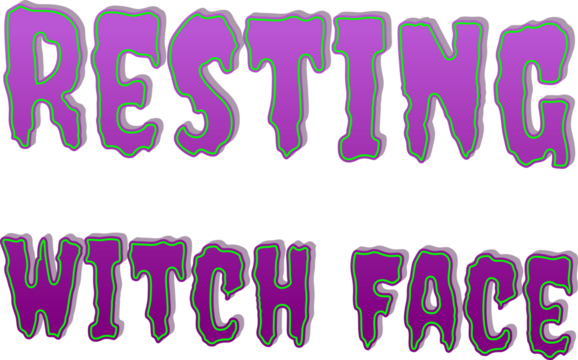 Resting Witch Face  Halloween 3D Typography Isolated on Transparent Background
