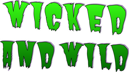 Wicked and Wild Green Halloween 3D Typography Isolated on Transparent Background
