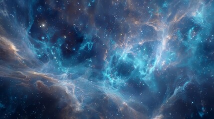 A cosmic display of swirling nebulae with twinkling stars in the vast expanse of outer space view