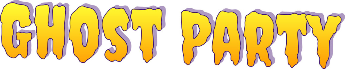 Ghost Party Yellow  Halloween 3D Typography Isolated on Transparent Background.