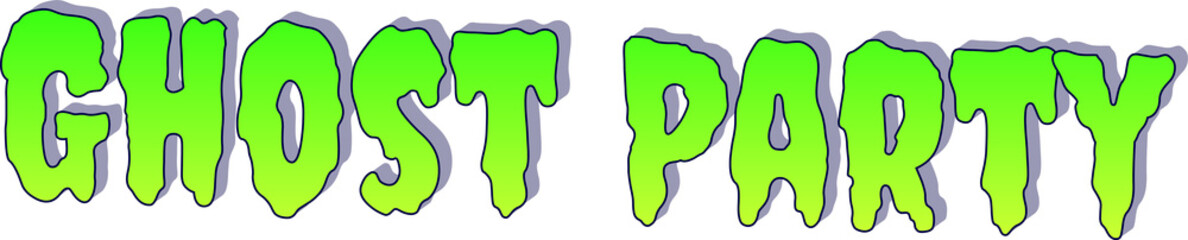 Ghost Party Green  Halloween 3D Typography Isolated on Transparent Background