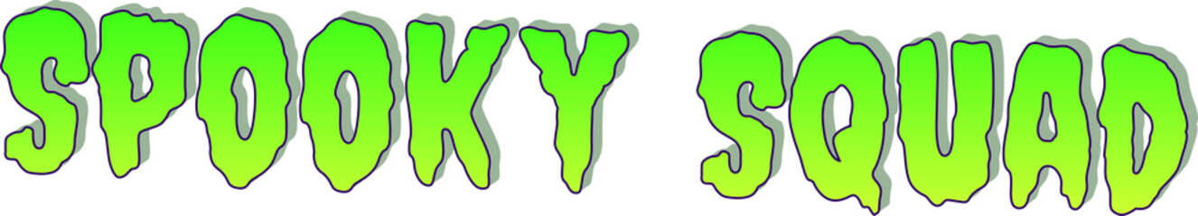 Spooky Squad Green Halloween 3D Typography Isolated on Transparent Background.