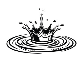 Crown-shaped water splash and ripples