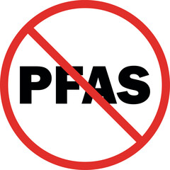 Pfas free sign isolated on white background . No pfas sign . Vector illustration