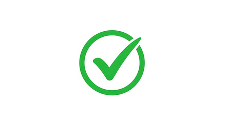 A bright green check mark inside a circle on a plain white background indicating approval or completion ai generated
