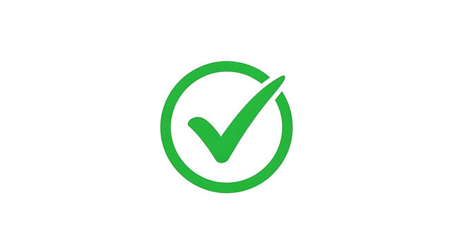 A bright green check mark inside a circle on a plain white background indicating approval or completion ai generated