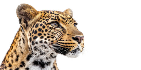 Vibrant coat of a majestic leopard isolated on a white transparent background