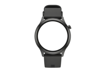 Modern digital wristwatch on transparent background
