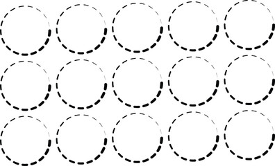 Vector art of fifteen dashed circles