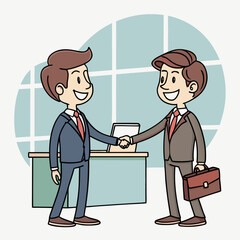 Business handshake agreement and partnership cartoon illustration
