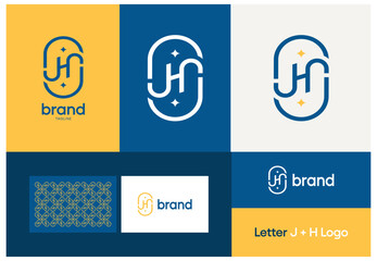 Letter J and H logo with various color schemes