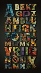Fototapeta premium Colorful alphabet letters, each filled with a nature image