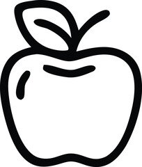 Simple black and white hand-drawn apple icon for educational or design use minimalist fruit outline graphic