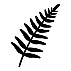 Black fern leaf illustration isolated on white background simple botanical graphic element