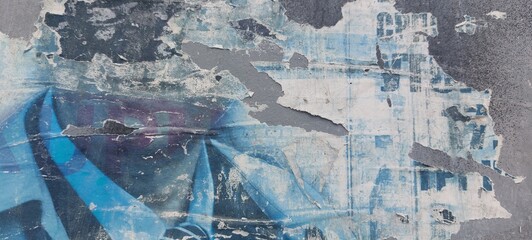 Torn and ripped street poster, abstract old paper textured background