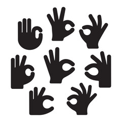 Obraz premium Multiple black okay hand gestures arranged in a circular pattern hand sign symbol