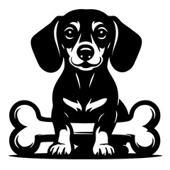 Fototapeta premium Vector Illustration of a Dachshund Dog with Bone