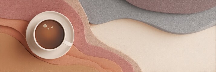 Obraz premium Warm Coffee Cup on Abstract Colorful Background
