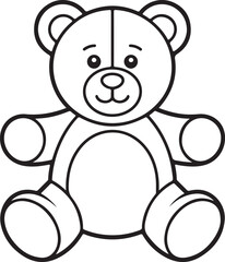 Simple outline drawing of a cute teddy bear for coloring