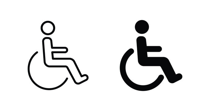 Handicapped patient in wheelchair icon vector sign. Disability concept