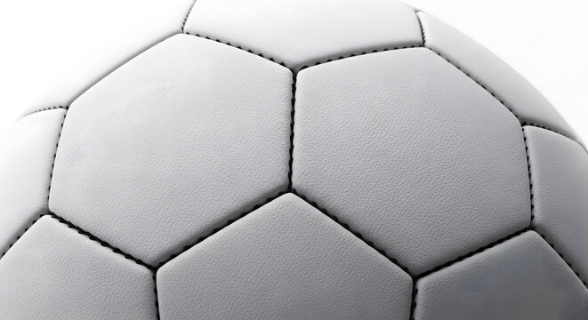 Close-up of a classic white soccer ball showing the hexagonal pattern and texture