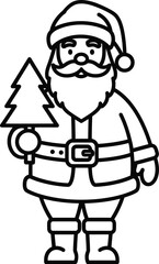 Christmas santa claus vector art of santa claus holding a christmas tree, a festive holiday season illustration vector