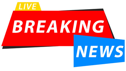 Live breaking news headline bar with red and black color scheme and white text for television broadcast and media channels