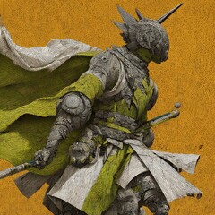 Cyberpunk warrior in vibrant lime green armor