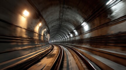 train moving fast in tunnel  no logos no brands ar 169