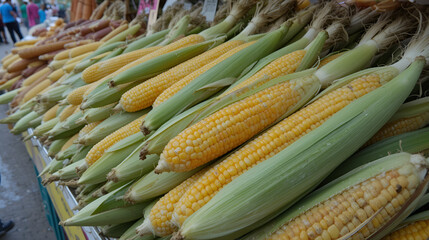 salvador, bahia, brazil - april 30, 2022: corn cobs for sale at the Sao Joaquim fair in the city of Salvador.
