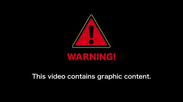 Warning sign viewer direction advised, sensitive, adult content animation. This video contains graphic content