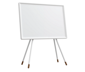  a whiteboard with three legs, isolated against a white background,
